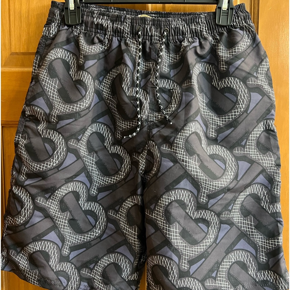 Burberry Black and Gray Swim Trunks